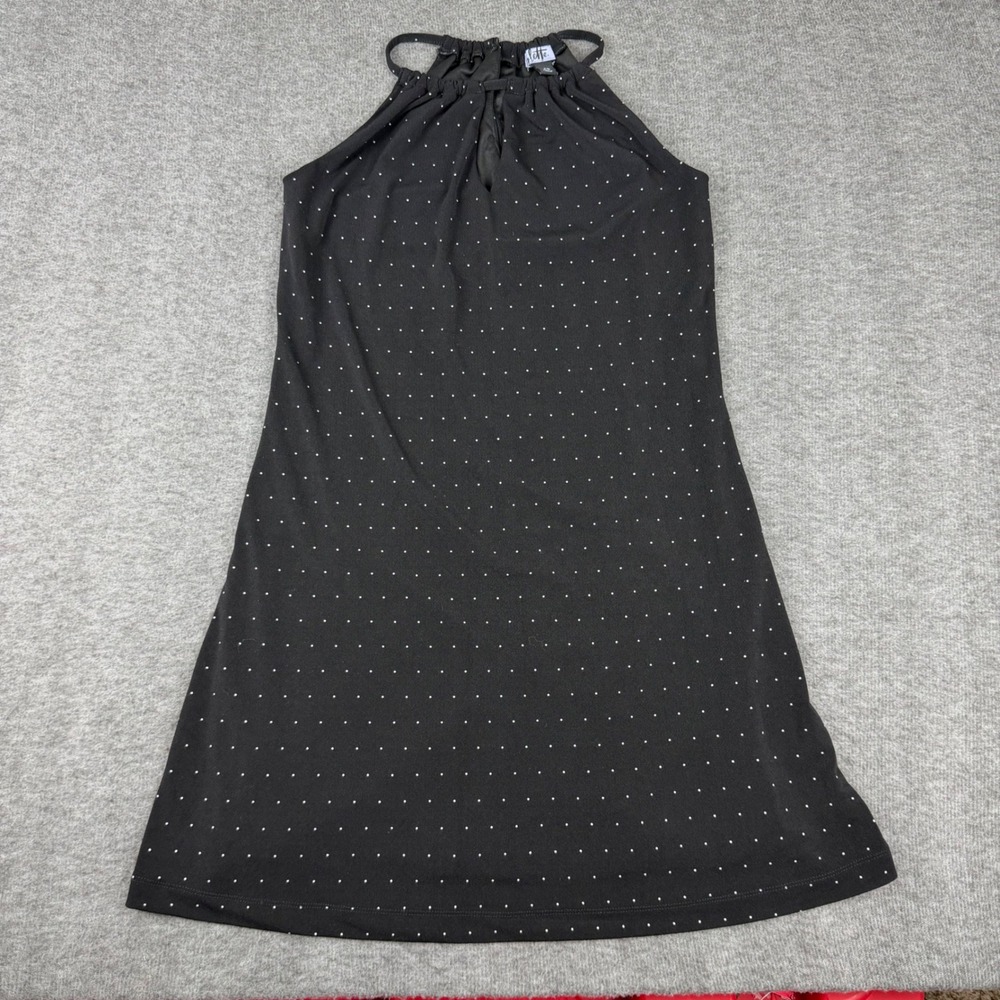 Vylette Halter Mini Dress‎ Women XS Black Polka Dot Keyhole Sleeveless